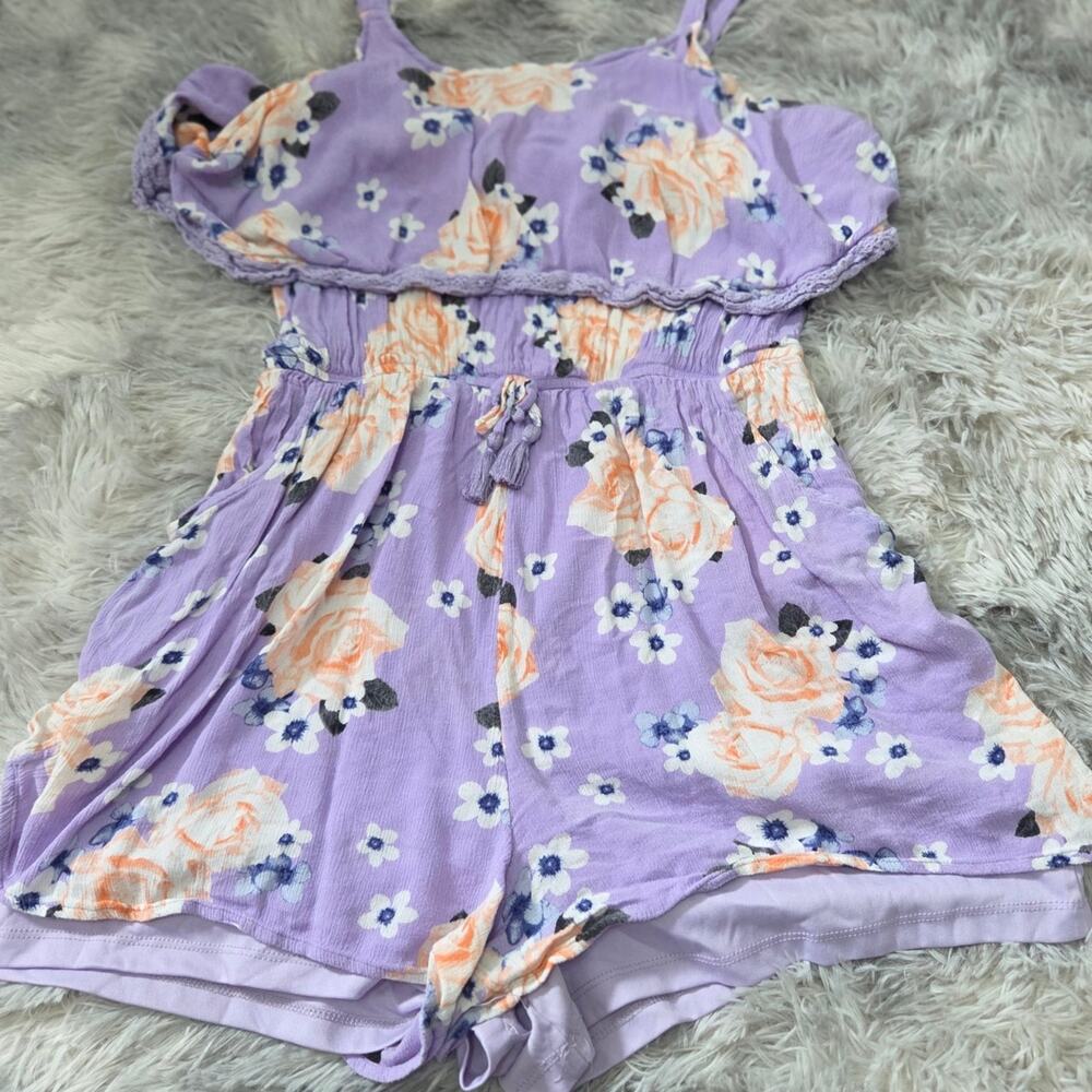 Justice Girls People Flowered Romper with Shoulder Straps size 18